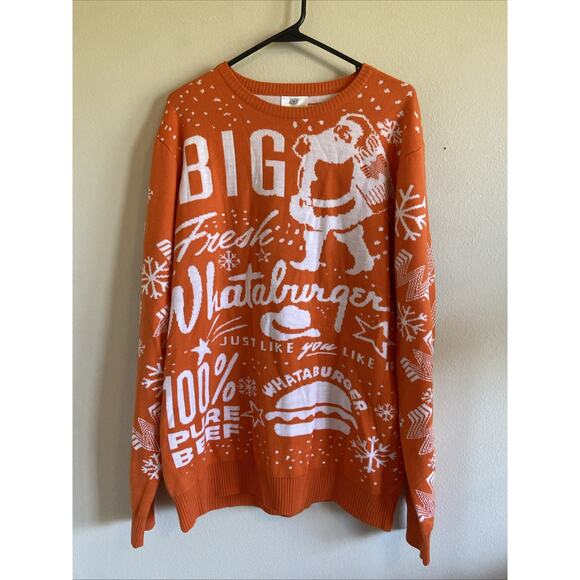 Whataburger Orange Crewneck Pullover Holiday Christmas Sweater Unisex Adult XL - Picture 1 of 8